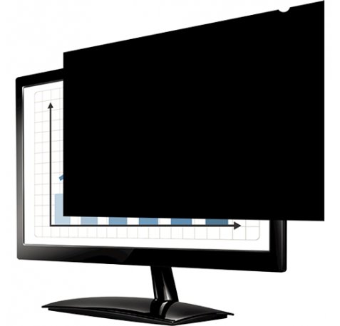 Fellowes Privascreen Filtro de Privacidad para Pantallas Panoramicas hasta 24" - Relacion de Aspecto 16:10 - Reduce Reflejos - Previene Fatiga Visual - 52.05x32.65cm - Color Negro