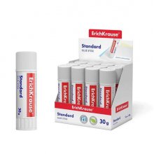 Erichkrause Pegamento en Barra Standard - 30G - Expositor 12 uds. - Pegado Rapido y Confiable - Facil de Aclarar con Agua - No Toxico - sin Disolventes - Resistente al Frio - Apto para Papel, Carton y Fotografias - Color Blanco (12 uds)