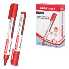 Erichkrause Liquid LW-600 Marcador de Pizarra Blanca - Tinta Liquida a Base de Alcohol - Punta en Forma de Bala - Ancho de Linea 2.5mm - Color Rojo (10 uds)