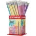 Stabilo Swano Pastel Expositor con 72 Lapices de Grafito HB de 2.2mm con Goma - Mina Antirrotura - Forma Hexagonal - Colores Pastel