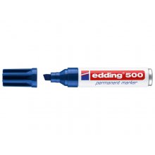Edding 500 Rotulador Permanente - Punta Biselada - Trazo entre 2 y 7 mm. - Recargable - Secado Instantaneo - Color Azul (10 uds)