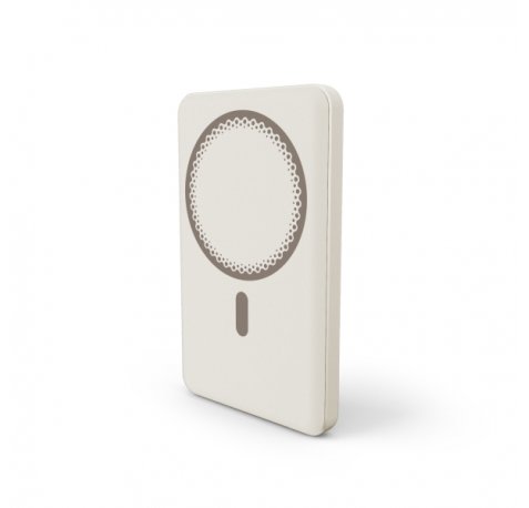 Energy Sistem Magnetic Powerbank Inalambrico Magnetico 5000 mAh - 15W Carga Inalambrica, 20W por Cable - Carga Inteligente y Rapida - Carga Simultanea - Sensor NTC - USB-C - Color Crema