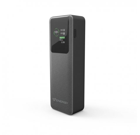 Energy Sistem Display Pro Powerbank 20000 mAh - 100W - Display a Color - Tecnologia Intelligent Power Delivery - 2 Puertos Para Carga Simultanea - USB-C y USB-A - Sensor NTC - Color Grafito