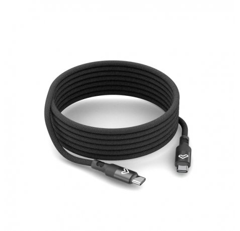 Energy Sistem Magnet Roll Cable USB-C 2.0 - Hasta 60W y 480Mbps - Compatible con PowerDelivery - Recubierto con PVC y Algodon - 1.5 Metros - Color Negro