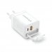 Energy Sistem Retractable Charger Cargador GaN 20W - 1x USB-C PD, 1xUSB-A + Cable USB-C 60cm Retractil - Carga Inteligente y Rapida - Control de Temperatura y Sobretension - Color Blanco