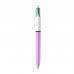 Bic 4 Colours Fun Boligrafo de Bola Retractil - Punta Media de 1.0mm - Tinta con Base de Aceite - Tinta de Colores: Rosa, Morado, Turquesa y Verde Lima - Cuerpo Lila/Blanco (12 uds)