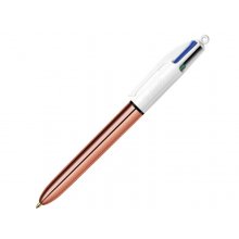 Bic 4 Colours Rose Gold Boligrafo de Bola Retractil - Punta Media de 1.0 mm - Tinta con Base de Aceite - Cuerpo Rosa Metalizado/Blanco (12 uds)