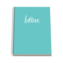 Dohe Serie Pastel Cuaderno con Espiral - Tamaño A4 de 100 Hojas 90gr - Hojas Microperforadas con 4 Taladros - Cuadricula 5mm - Color Verde Pastel