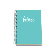 Dohe Serie Pastel Cuaderno con Espiral - Tamaño A5 de 100 Hojas 90gr - Hojas Microperforadas con 2 Taladros - Cuadricula 5mm - Color Verde Pastel