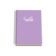 Dohe Serie Pastel Cuaderno con Espiral - Tamaño A5 de 100 Hojas 90gr - Hojas Microperforadas con 2 Taladros - Cuadricula 5mm - Color Morado Pastel