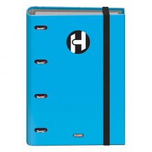 Dohe Serie Icon Carpeta de 4 Anillas Formato A4 con Recambio de 100 Hojas de 90 gr y 4 Taladros - Cierre con Goma Elastica - Anillas de 35mm - Color Azul Claro