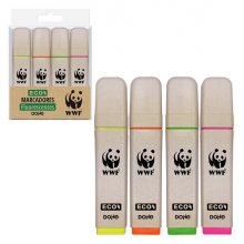 Dohe Pack de 4 Rotuladores Fluorescentes ECO - Punta Biselada - Trazo 1-5mm - Tinta con Base de Agua - Colores Surtidos