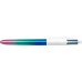 Bic 4 Colours Gradient Boligrafo de Bola Retractil - Punta Media de 1.0mm - Tinta con Base de Aceite - Cuerpo Blanco/Degradado Tricolor - 4 Colores (12 uds)