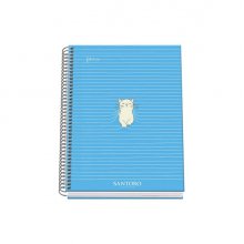 Dohe Santoro Felines Cuaderno Espiral Tapa Dura - Tamaño A5 de 100 Hojas 90gr - Hojas Microperforadas con 2 Taladros - Cuadricula 5mm