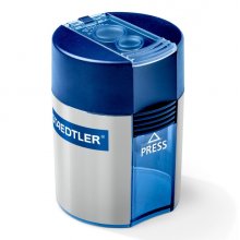 Staedtler 512 Sacapuntas de 2 Orificios con Deposito - Para Lapices de 8.2mm y 10.2mm - Color Azul (10 uds)