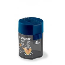 Staedtler 512 F Sacapuntas de 2 Orificios con Deposito - Para Lapices de 8.2mm y 10.2mm - Color Azul (10 uds)