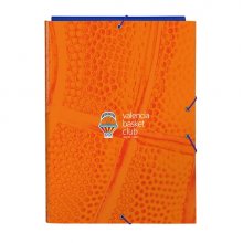 Safta Valencia Basket Carpeta con 3 Solapas - Tapas Duras Forradas - Cierre con Gomas - Resistente - 260x25x335mm - Color Naranja