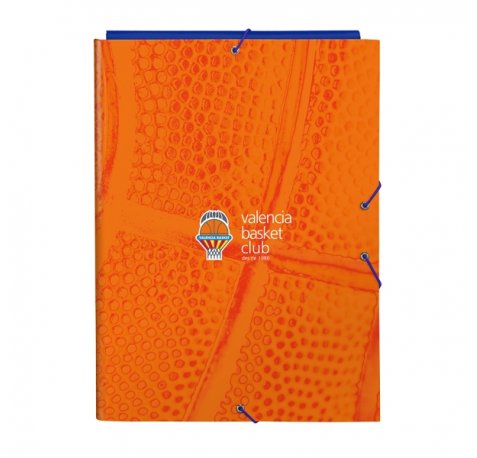 Safta Valencia Basket Carpeta con 3 Solapas - Tapas Duras Forradas - Cierre con Gomas - Resistente - 260x25x335mm - Color Naranja