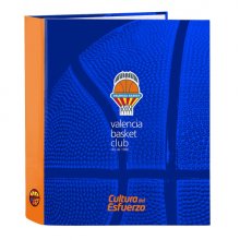 Safta Valencia Basket Carpeta con 4 Anillas 40mm - Tapas Duras Forradas - Formato Folio - 270x60x330mm - Color Azul Oscuro