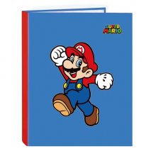 Safta Super Mario World Carpeta con 4 Anillas 25mm - Tapas Duras Forradas - Formato Folio - 265x40x330mm - Color Azul Oscuro Safta Super Mario World Carpeta con 4 Anillas 25mm - Tapas Duras Forradas - Formato Folio - 265x40x330mm - Color Azul Oscuro