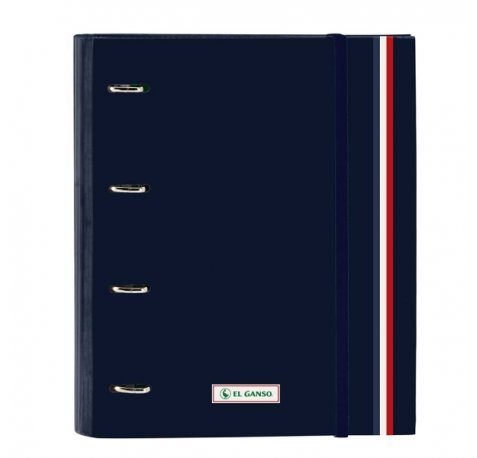 Safta el Ganso Eclipse Carpeta con 4 Anillas 35mm - Tapas Duras Forradas - Recambio 100 Hojas - Cuadriculas 5x5mm - Cierre Elastico - Incluye Separadores - 270x35x320mm - Color Azul Marino