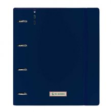 Safta el Ganso Eclipse Carpeta con 4 Anillas 35mm - Tapas de PP Foam - Recambio 100 Hojas - Cierre Elastico - Ranura para Boligrafo - Separadores Internos - 270x40x320mm - Color Azul Marino