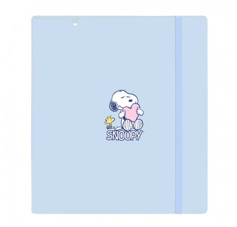 Safta Snoopy Love Carpeta con 4 Anillas 35mm - Tapas de PP Foam - Recambio 100 Hojas - Cuadriculas 5x5mm - Cierre Elastico - Ranura para Boligrafo - 270x40x320mm - Color Azul Claro