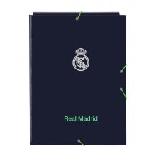 Safta Real Madrid 2Âª Equipacion 25/26 Carpeta con 3 Solapas - Tapas Duras Forradas - Cierre con Gomas - Estilo Deportivo - 260x335mm - Color Azul Marino