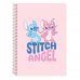 Safta Stitch Ohana Libreta con Espiral - Formato Cuarto - 80 Hojas de Papel 80g/m2 - Cuadriculas 4x4mm - Tapas Duras Glasofonadas - Margen Lateral - 155x10x220mm - Color Rosa Pastel
