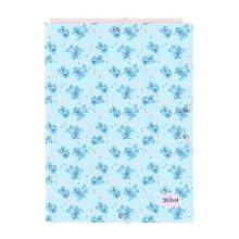 Safta Stitch Ohana Carpeta con 3 Solapas - Tapas Duras Forradas - Formato Folio - Cierre con Gomas - 260x25x335mm - Color Azul Claro