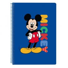 Safta Mickey Mouse Today Libreta con Espiral - Formato Cuarto - 80 Hojas de Papel 80g/m2 - Cuadriculas 4x4mm - Tapas Duras Glasofonadas - Margen Lateral - 155x10x220mm - Color Azul