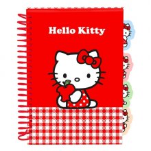 Safta Hello Kitty Bloc de Notas - Formato A5 - 80 Hojas de 80 g/m2 - Espiral - Tapas Duras - 4 Separadores Interiores - 14.8x2.1cm - Color Rojo y Blanco