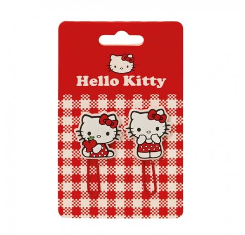 Safta Hello Kitty Pack de 2 Clips - Presentado en Blister - Color Rojo y Blanco