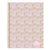 Safta VMB Bloc de Notas A4 - Tapas Duras - 120 Hojas Cuadriculas - Espiral Metalico - Separadores de Colores - Gramaje 80g/m2 - 210x10x297mm - Color Rosa