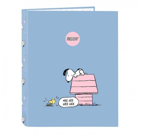 Safta Snoopy Carpeta con 4 Anillas 25mm - Tapas Duras Forradas - Formato Folio - Resistente y Protectora - 265x40x330mm - Color Azul