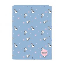 Safta Snoopy Carpeta con 3 Solapas - Tapas Duras Forradas - Formato Folio - Cierre con Gomas - 260x25x335mm - Color Azul