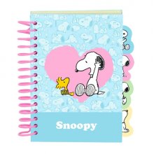Safta Snoopy Bloc de Notas - Formato A6 - 80 Hojas de 80 g/m2 - Espiral - Tapas Duras - 4 Separadores Interiores - 10.5x14.8cm - Color Azul Claro