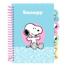 Safta Snoopy Bloc de Notas - Formato A5 - 80 Hojas de 80 g/m2 - Espiral - Tapas Duras - 4 Separadores Interiores - 14.8x2.1cm - Color Azul Claro