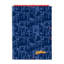 Safta Spider-Man Carpeta con 3 Solapas - Tapas Duras Forradas - Formato Folio - Cierre con Gomas - 260x25x335mm - Color Azul Marino