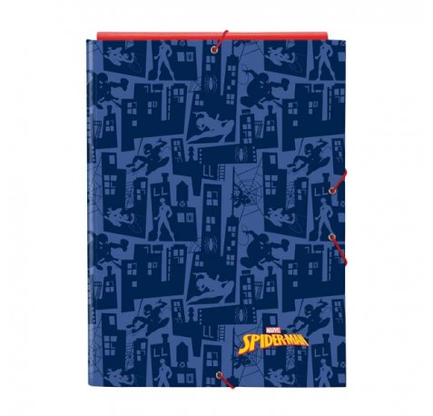Safta Spider-Man Carpeta con 3 Solapas - Tapas Duras Forradas - Formato Folio - Cierre con Gomas - 260x25x335mm - Color Azul Marino