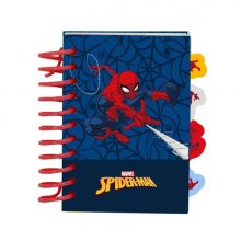 Safta Spider-Man Bloc de Notas - Formato A7 - 80 Hojas de 80 g/m2 - Espiral - Tapas Duras - 4 Separadores Interiores - 7.4x10.5cm - Color Azul Marino