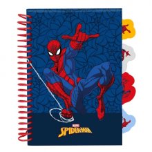Safta Spider-Man Bloc de Notas - Formato A5 - 80 Hojas de 80 g/m2 - Espiral - Tapas Duras - 4 Separadores Interiores - 14.8x2.1cm - Color Azul Marino