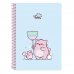 Safta Pembe The Pink Cat Libreta con Espiral - Formato Cuarto - 80 Hojas de Papel 80g/m2 - Cuadriculas 4x4mm - Tapas Duras Glasofonadas - Margen Lateral - 155x10x220mm - Color Azul Claro
