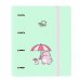 Safta Pembe The Pink Cat Carpeta con 4 Anillas 35mm - Tapas Duras Forradas - Recambio 100 Hojas - Cierre Elastico - Incluye Separadores - 270x35x320mm - Color Menta