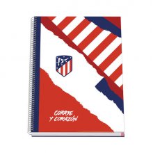 Dohe Atletico de Madrid Coraje y Corazon Cuaderno Espiral con Cubierta en Carton Forrado - TamaÃ±o A4 de 100 Hojas 90gr - Hojas Microperforadas con 4 Taladros - Cuadricula 5mm