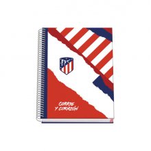 Dohe Atletico de Madrid Coraje y Corazon Cuaderno Espiral Tapa Dura - TamaÃ±o A5 de 100 Hojas 90gr - Hojas Microperforadas con 2 Taladros - Cuadricula 5mm