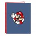 Safta Super Mario Carpeta de 4 Anillas de 25mm - Formato Folio - Tapas Duras Forradas - 26.5x33x4cm - Color Rojo y Azul