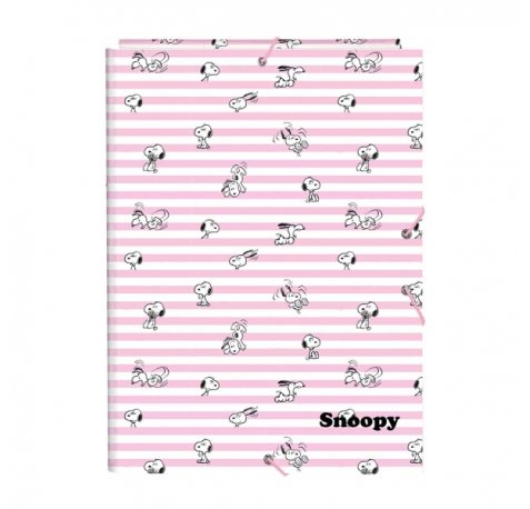 Safta Snoopy Carpeta de 3 Solapas - Formato Folio - Cierre con Gomas Elasticas - Tapas Duras Forradas - 26x33.5x2.5cm - Color Rosa