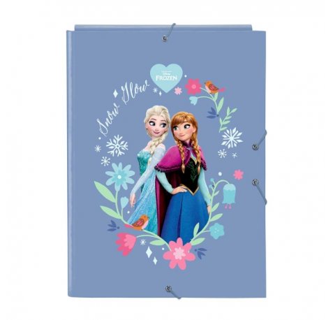Safta Frozen Carpeta con 3 Solapas - Tapas Duras Forradas - Formato Folio - Cierre con Gomas - Durabilidad y Proteccion - 260x25x335mm - Color Azul