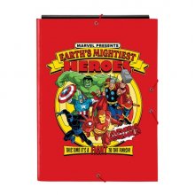 Safta Avengers Carpeta con 3 Solapas - Tapas Duras Forradas - Formato Folio - Cierre con Gomas - 260x25x335mm - Color Rojo
